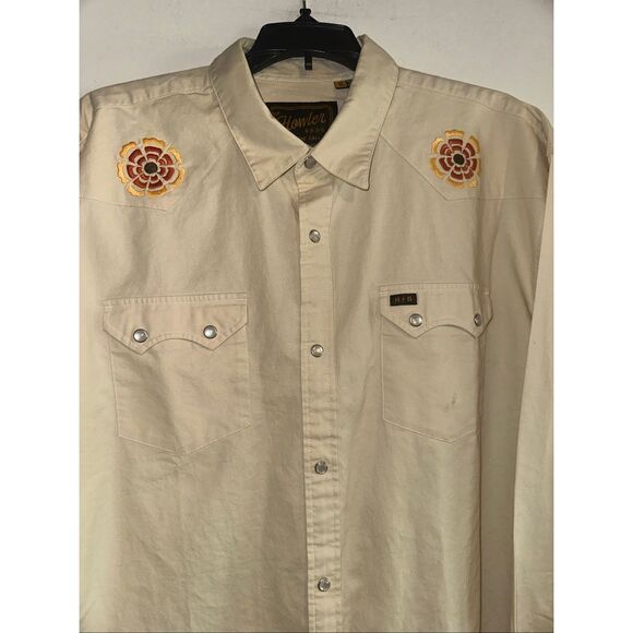 Howler Brothers Beach Bloom Flower embroidered Pearl Snap Shirt size XL RARE!  L - Picture 3 of 6